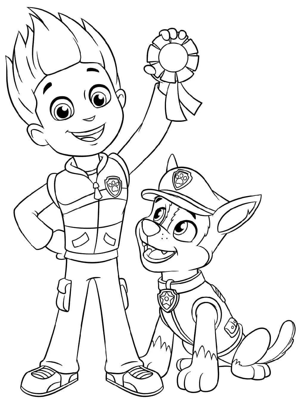 Ryder Paw Patrol boyama sayfası – çizgi film temalı, basit çizim