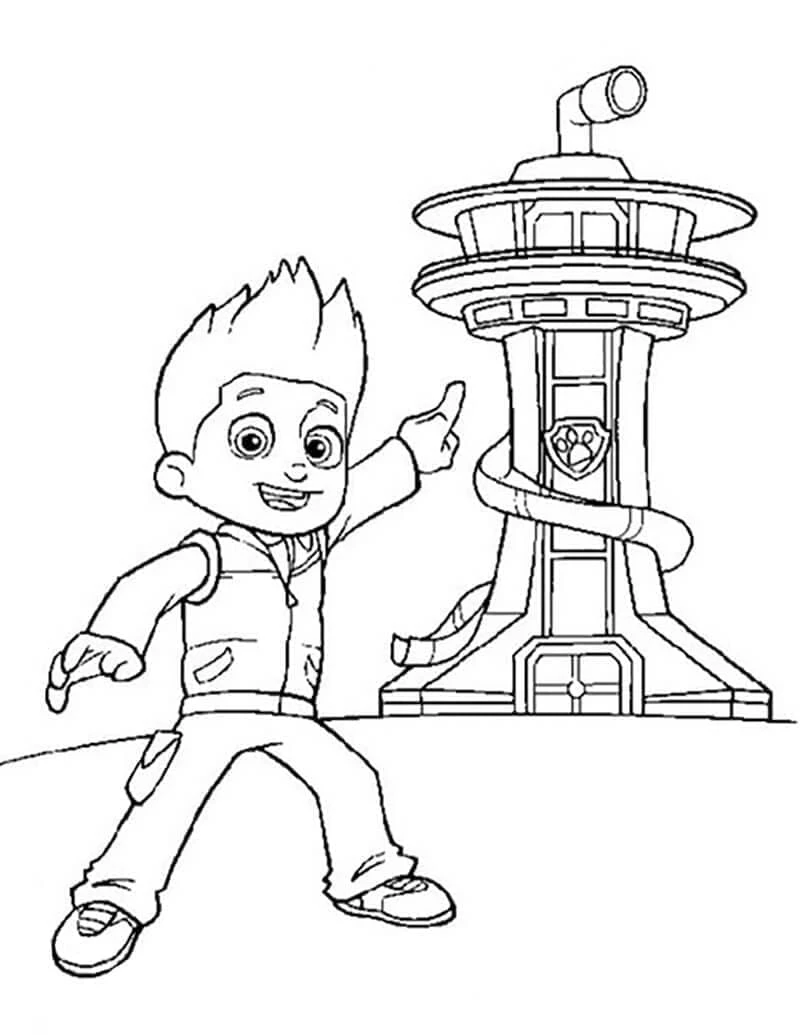 Ryder Paw Patrol boyama sayfası – çocuk aktivitesi, PDF indir