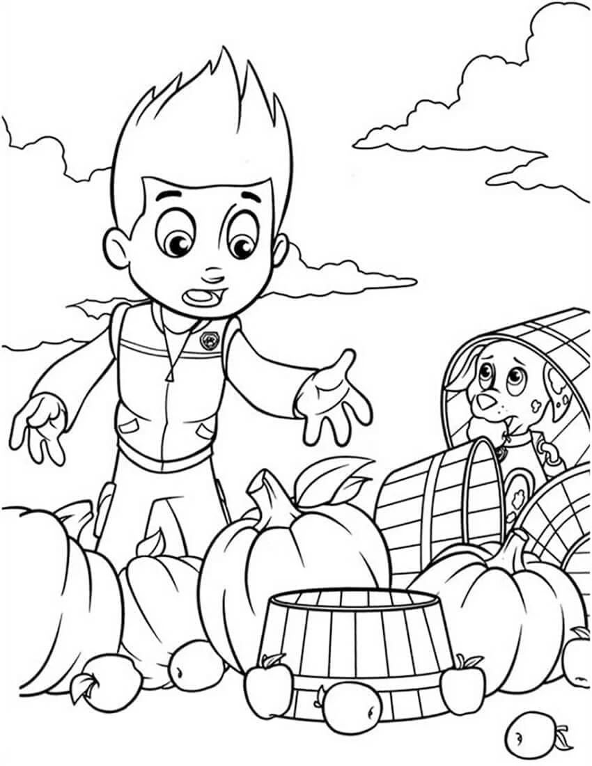 Ryder Paw Patrol boyama sayfası – okul öncesi, evde etkinlik