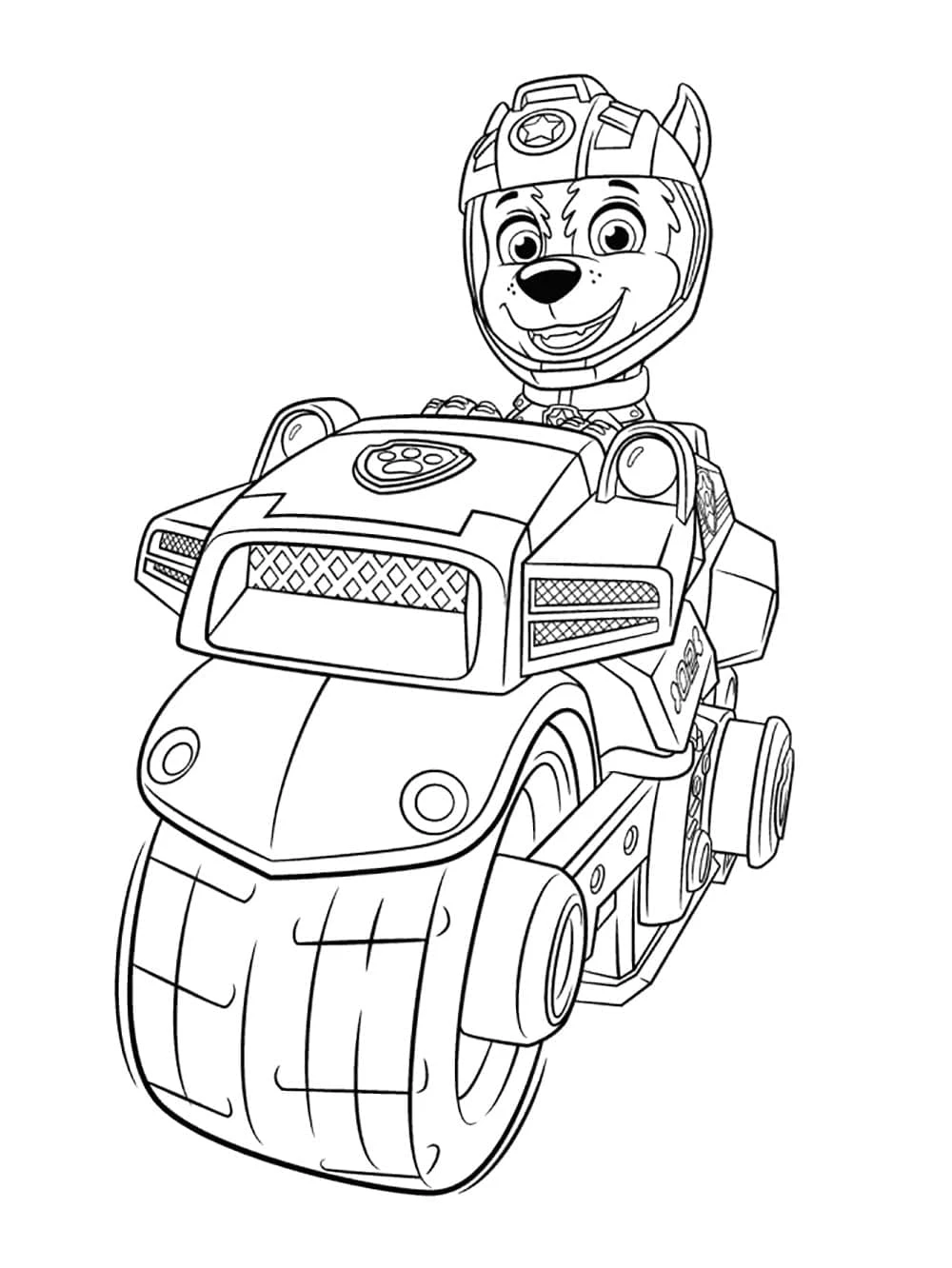 Chase Paw Patrol boyama sayfası #2 – sevimli karakter, sanatsal çalışma