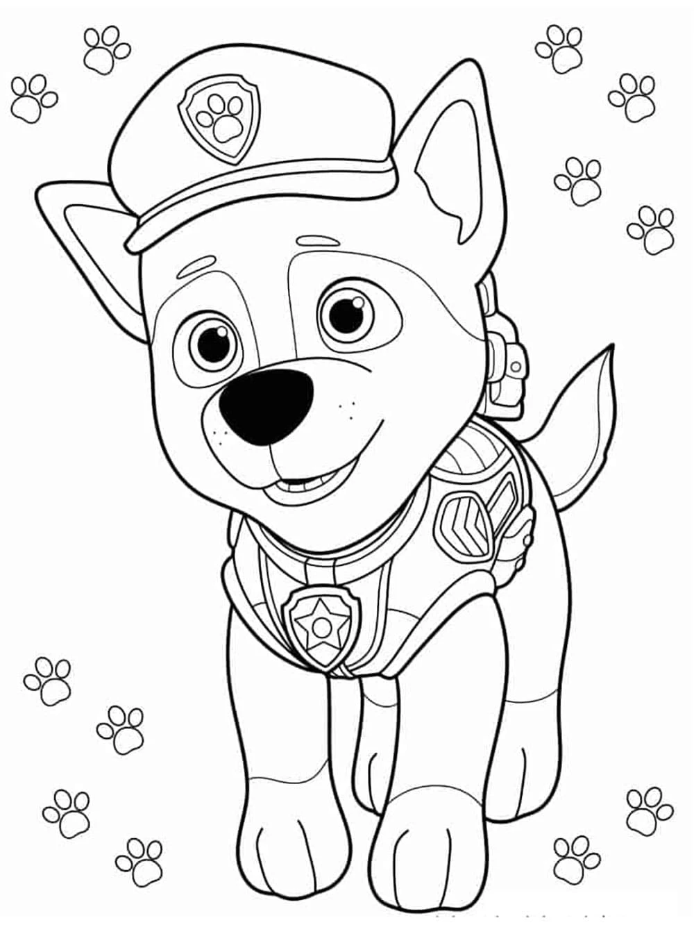Chase Paw Patrol boyama sayfası – PDF indir, sevimli karakter