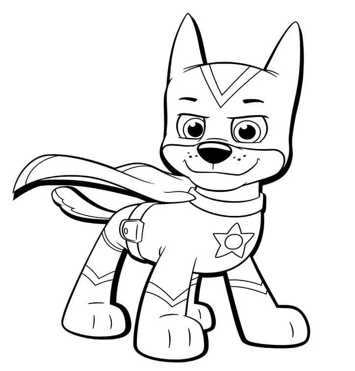 Chase Paw Patrol boyama sayfası – kolay boyama, eğitici aktivite