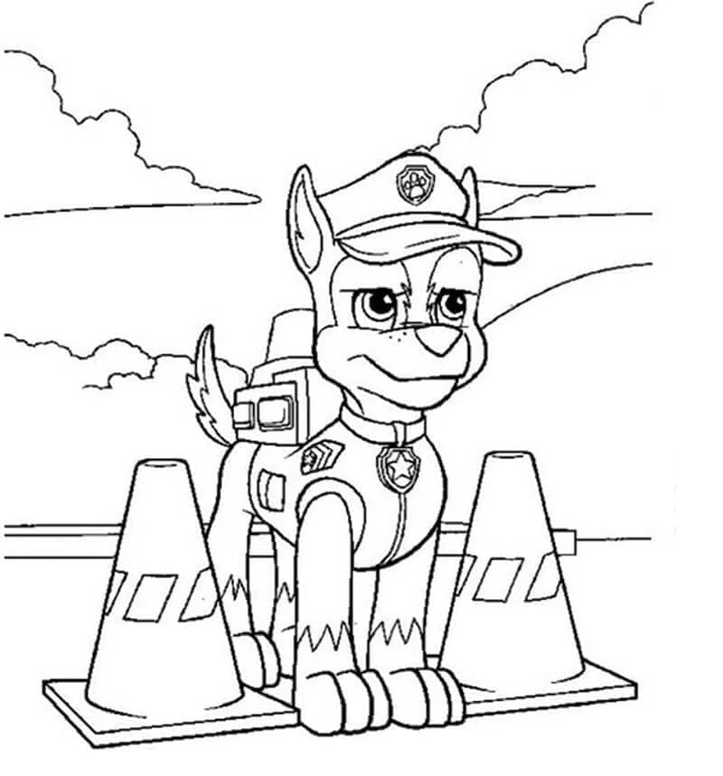 Chase Paw Patrol boyama sayfası – eğlenceli etkinlik, el becerilerini geliştirir