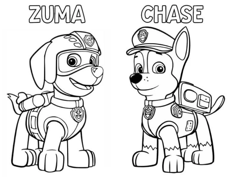 Chase Paw Patrol boyama sayfası – eğitici aktivite, yaratıcılık