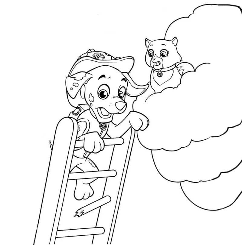 Marshall Paw Patrol boyama sayfası #2 – basit çizim, yaz tatili etkinliği