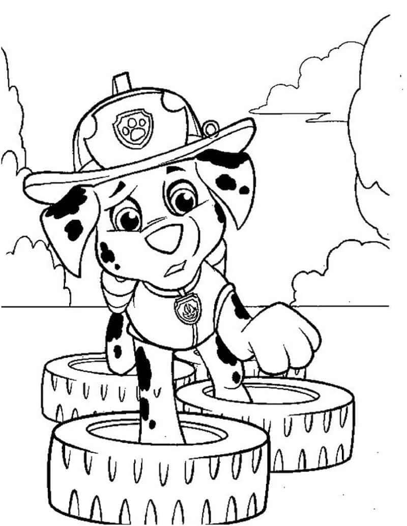 Marshall Paw Patrol boyama sayfası #7 – ilkokul öğrencileri için, hayal gücünü besler