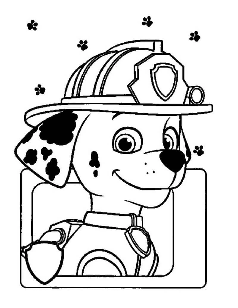 Marshall Paw Patrol boyama sayfası #12 – dikkat ve odaklanma geliştirir, A4 baskıya uygun