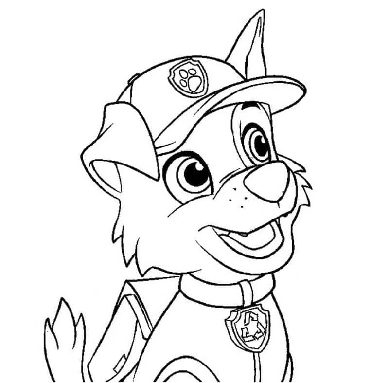Rocky Paw Patrol boyama sayfası – keyifli zaman, renkli çizimler
