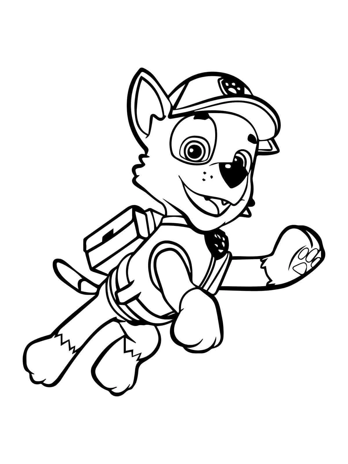 Rocky Paw Patrol boyama sayfası – sanatsal çalışma, çocuklar için