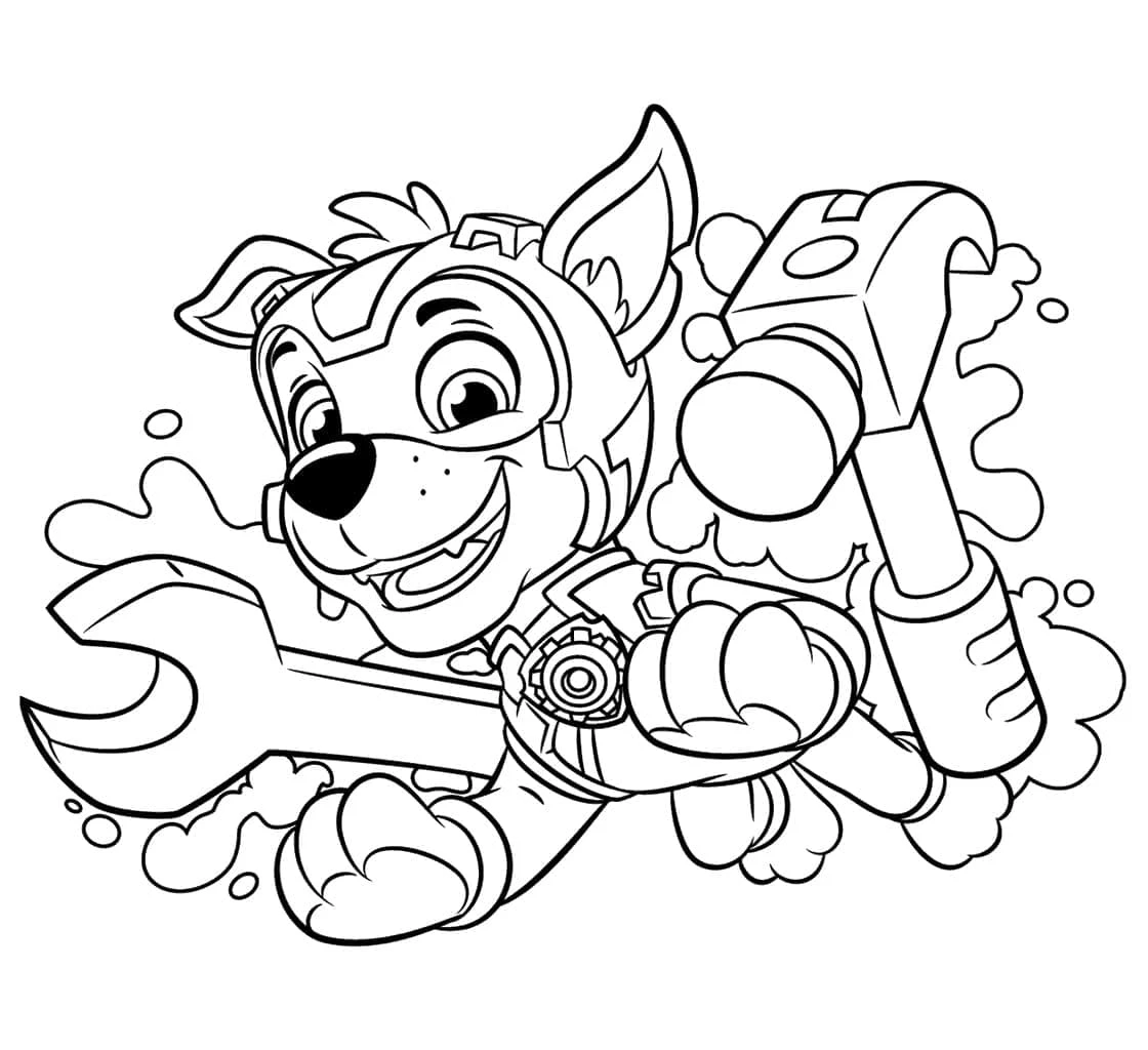 Rocky Paw Patrol boyama sayfası – boyama çalışması, yaratıcılığı geliştirir