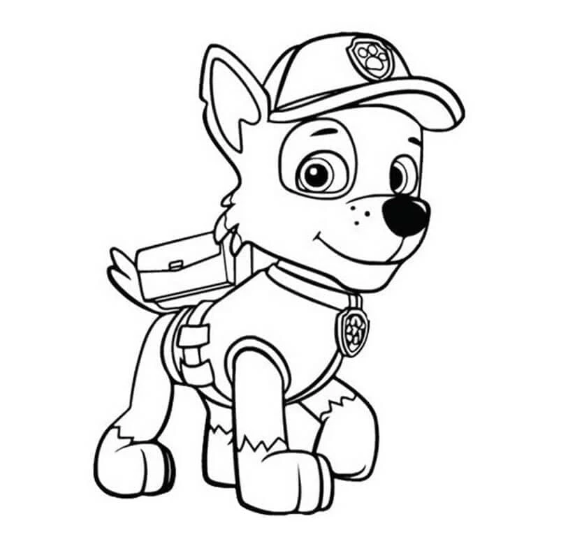 Rocky Paw Patrol boyama sayfası – çocuklar için, çizgi film temalı