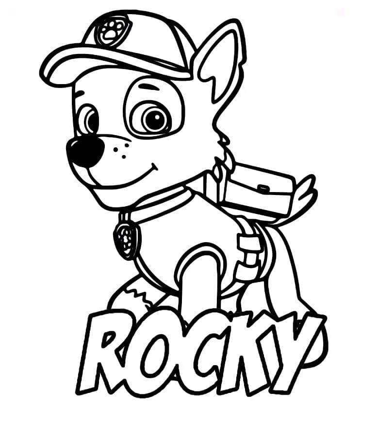 Rocky Paw Patrol boyama sayfası – kolay boyama, eğitici aktivite