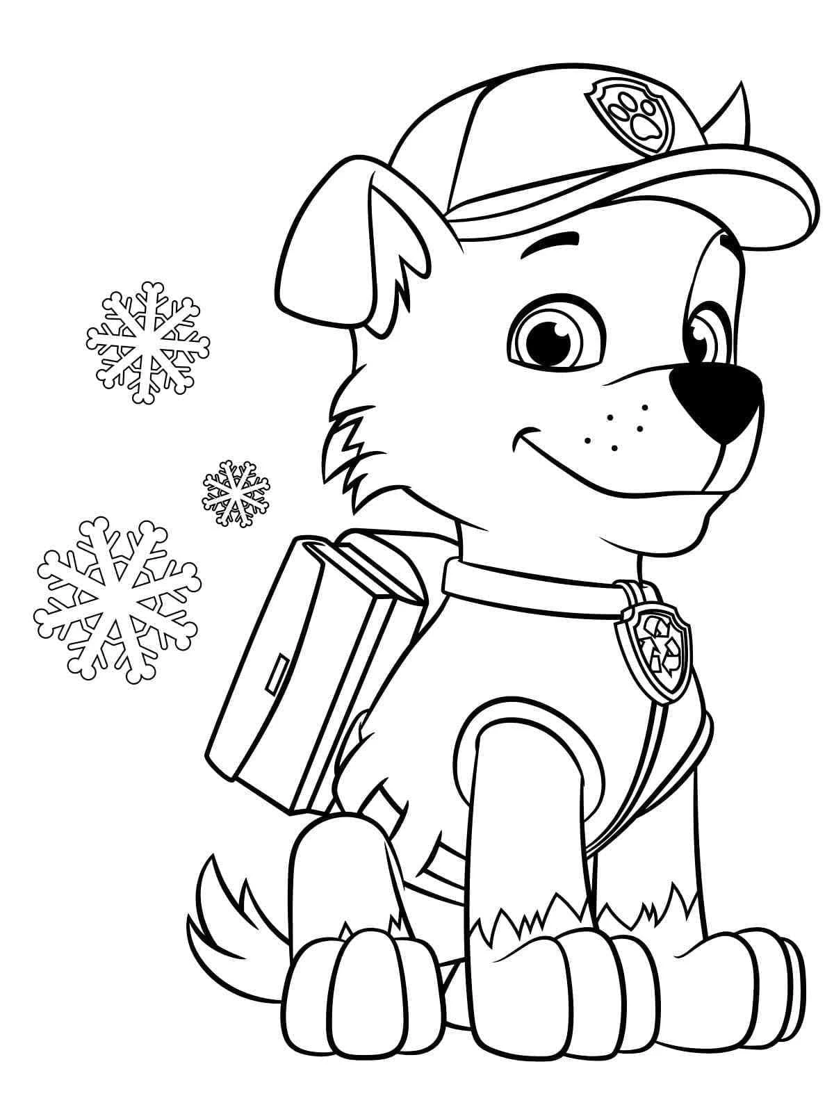 Rocky Paw Patrol boyama sayfası – boyama etkinliği, çocuk aktivitesi