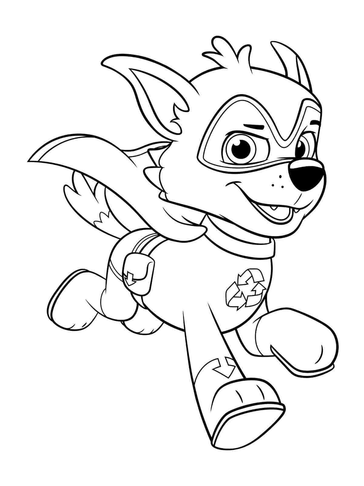 Rocky Paw Patrol boyama sayfası – çizgi film temalı, basit çizim