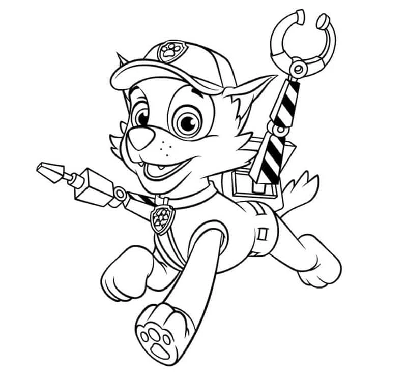 Rocky Paw Patrol boyama sayfası – eğitici aktivite, yaratıcılık
