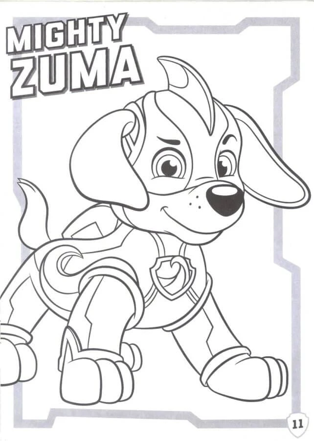 Zuma Paw Patrol boyama sayfası #15 – çizgi film temalı, basit çizim