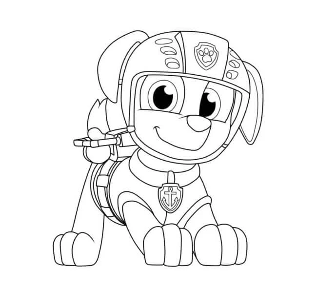 Zuma Paw Patrol boyama sayfası #25 – renkli çizimler, dikkat ve odaklanma geliştirir