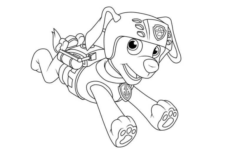 Zuma Paw Patrol boyama sayfası – çizgi film temalı, basit çizim