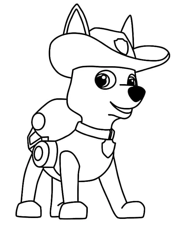 Tracker Paw Patrol boyama sayfası – eğlenceli etkinlik, el becerilerini geliştirir