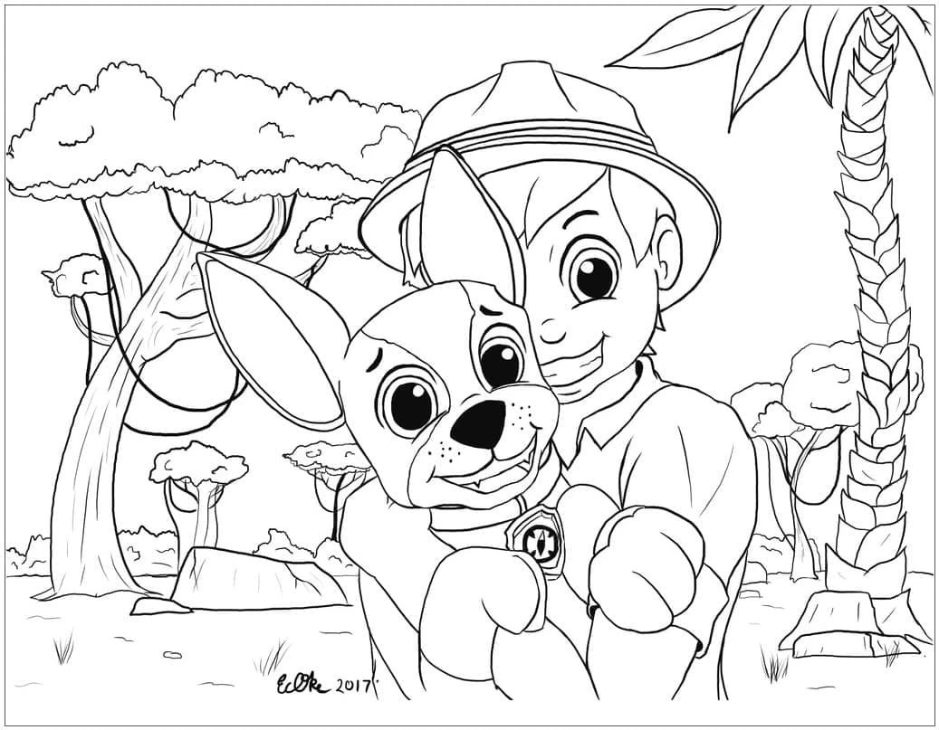 Tracker Paw Patrol boyama sayfası – yaratıcılığı geliştirir, keyifli zaman