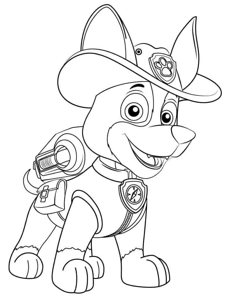Tracker Paw Patrol boyama sayfası – okul öncesi, evde etkinlik
