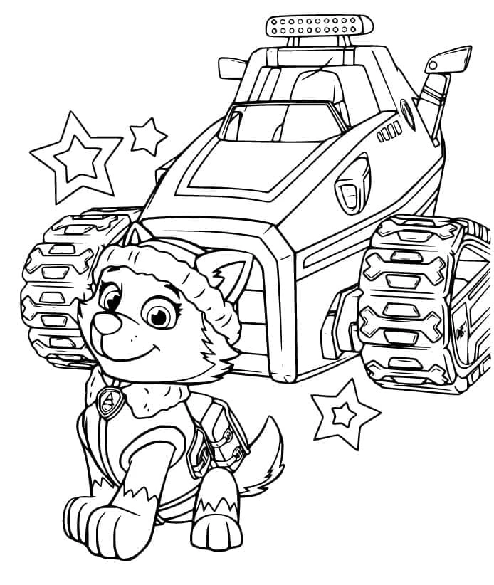 Everest Paw Patrol boyama sayfası – eğitici aktivite, yaratıcılık