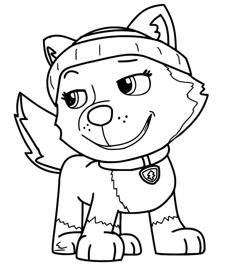 Everest Paw Patrol boyama sayfası – çocuk aktivitesi, PDF indir