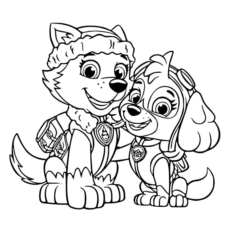 Everest Paw Patrol boyama sayfası – yaratıcılık, eğlenceli etkinlik