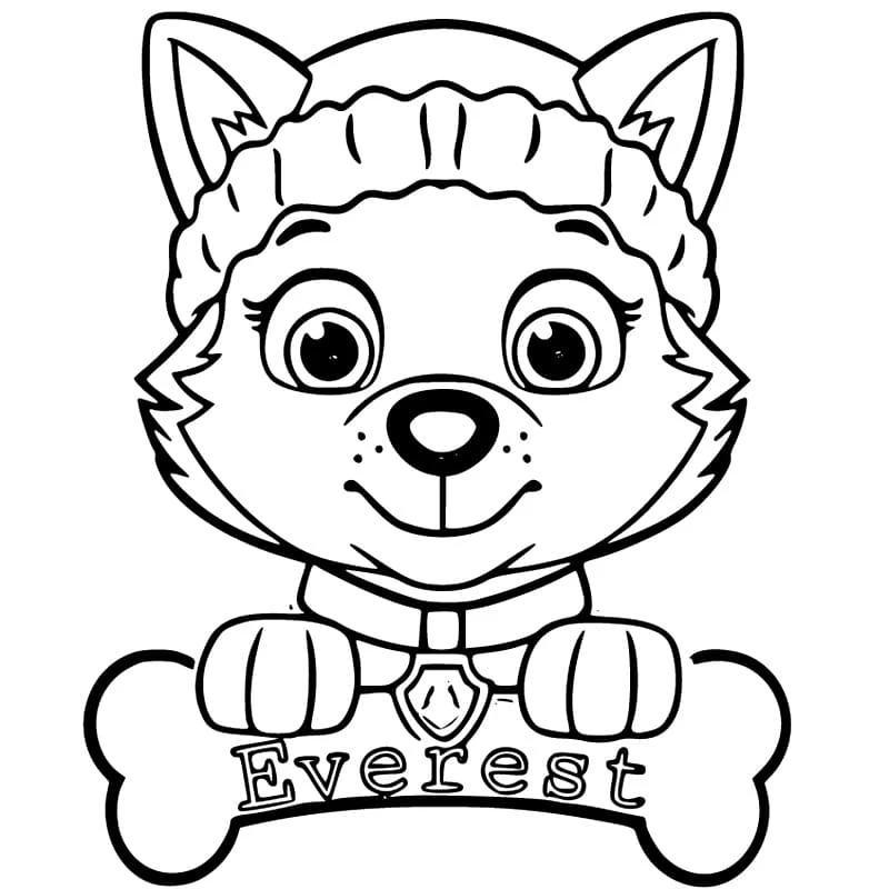 Everest Paw Patrol boyama sayfası – sevimli karakter, sanatsal çalışma