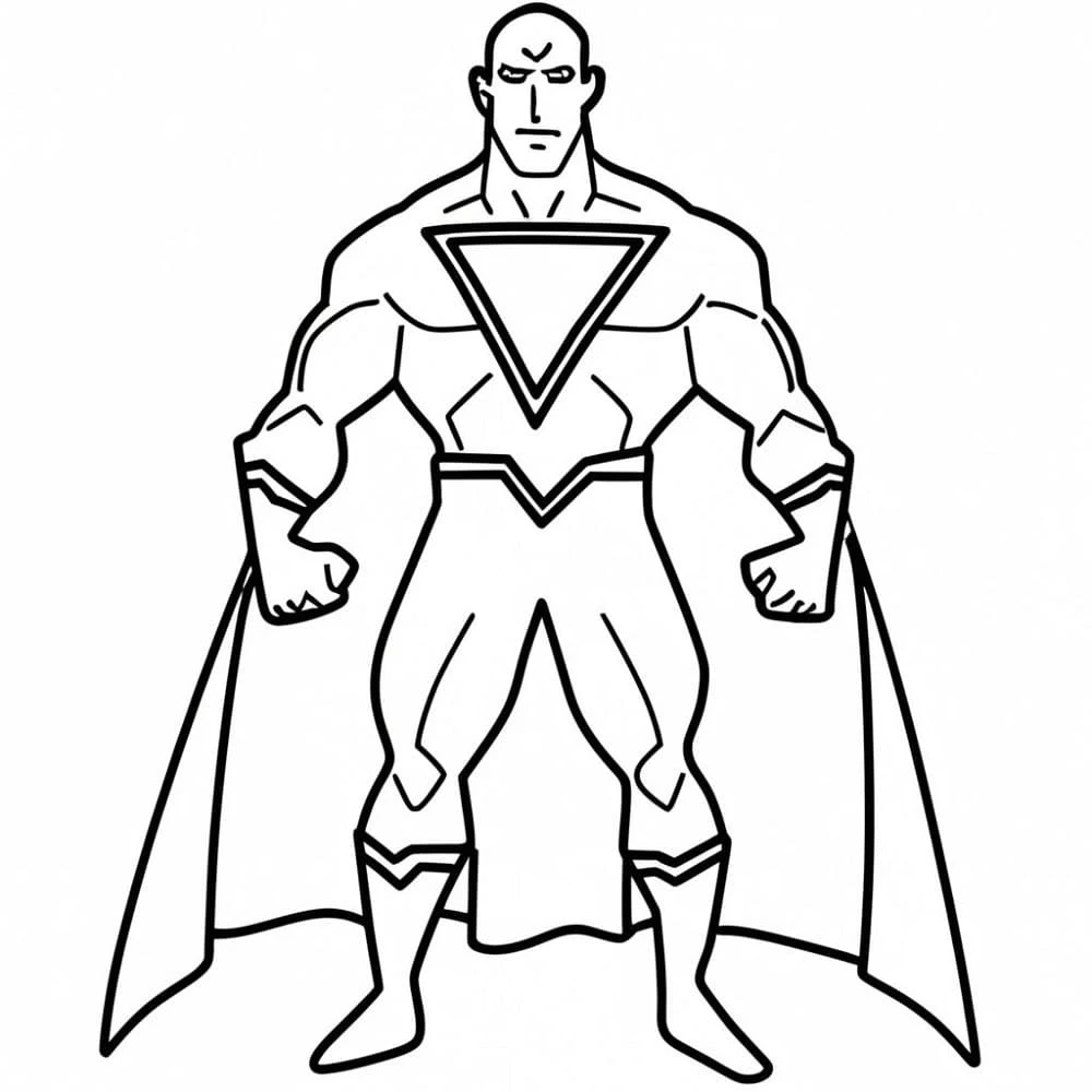 Black Adam boyama sayfası – basit çizim, kolay boyama