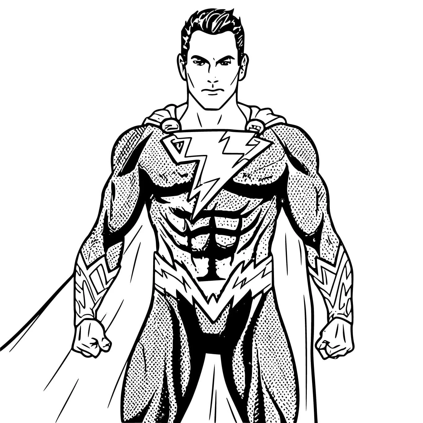 Black Adam boyama sayfası – sevimli karakter, sanatsal çalışma