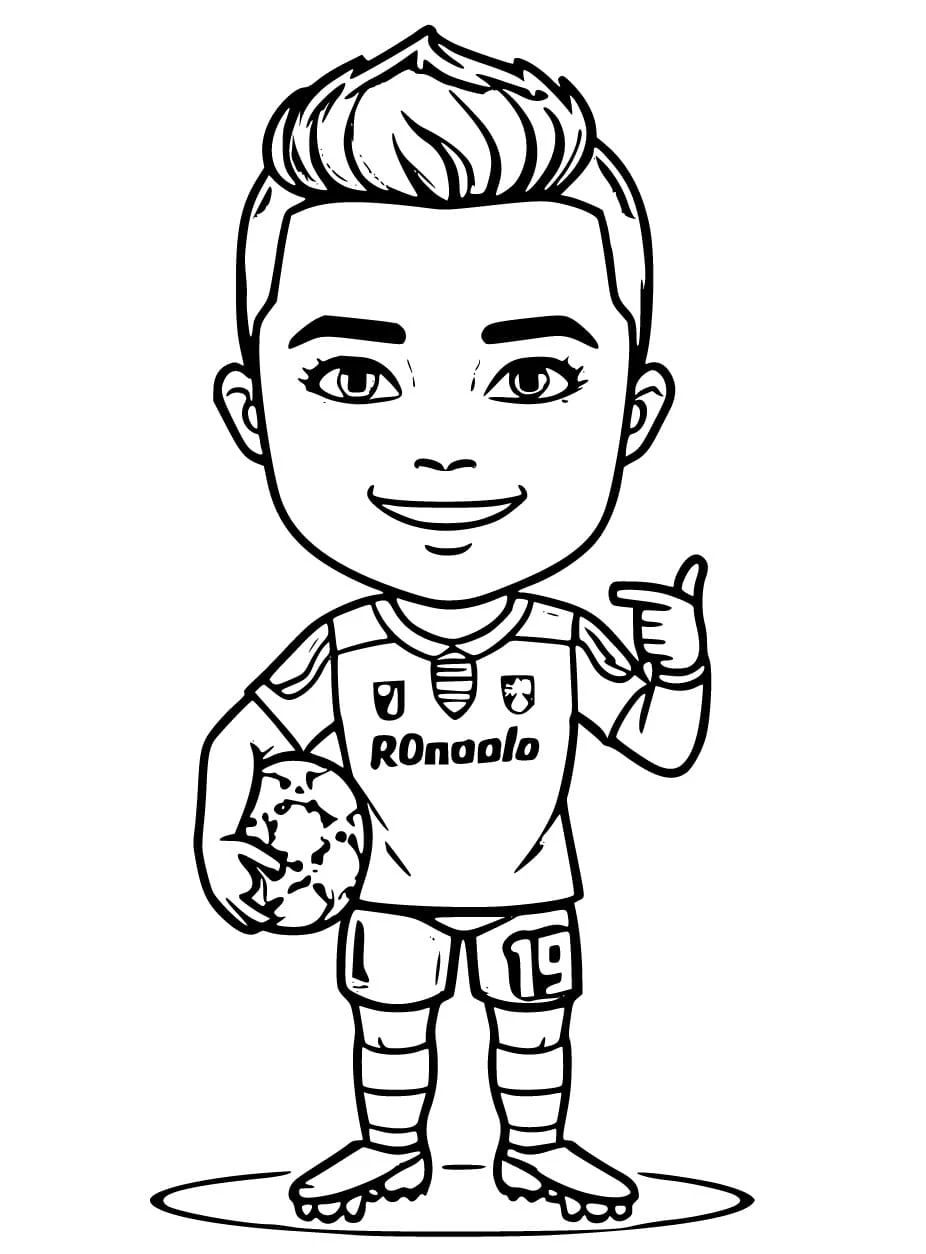 Cristiano Ronaldo boyama sayfası – kolay boyama, eğitici aktivite