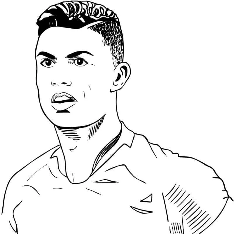 Cristiano Ronaldo boyama sayfası – çizgi film temalı, basit çizim