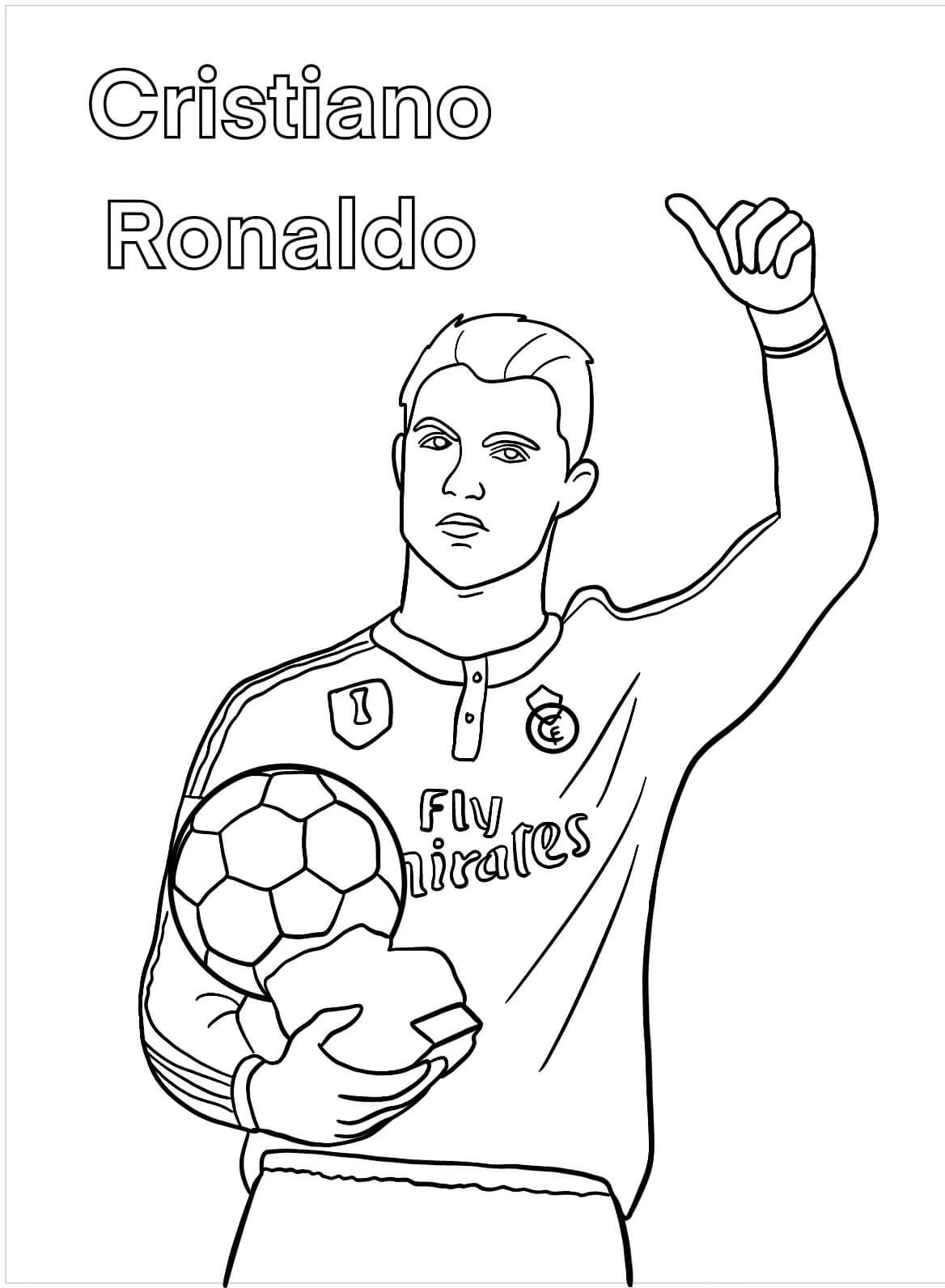Cristiano Ronaldo boyama sayfası – sanatsal çalışma, çocuklar için