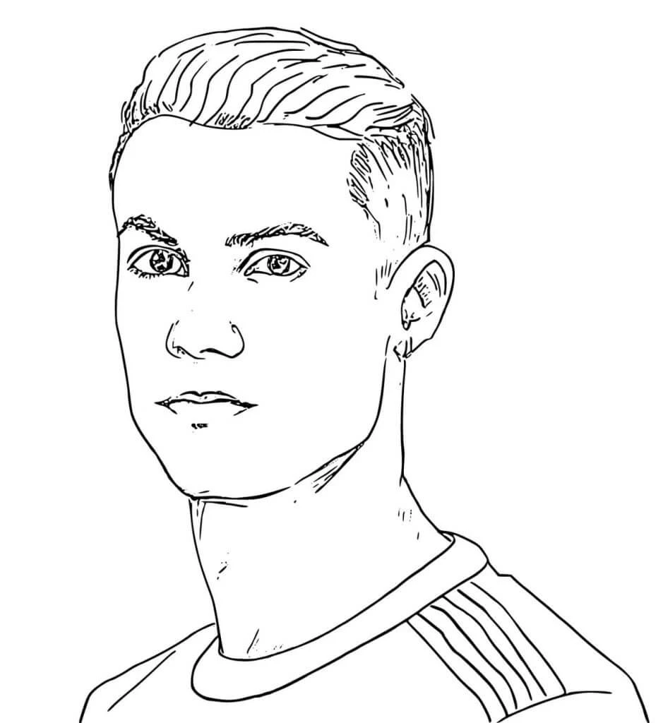 Cristiano Ronaldo boyama sayfası – basit çizim, kolay boyama