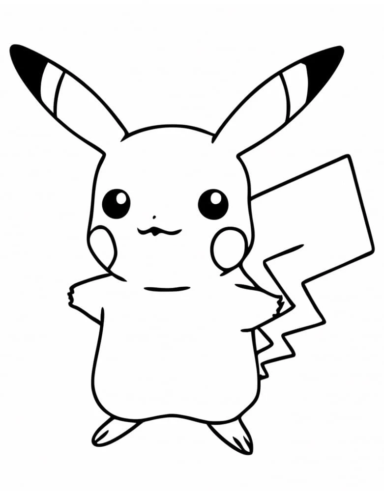 Pikachu boyama sayfası – çizgi film temalı, basit çizim
