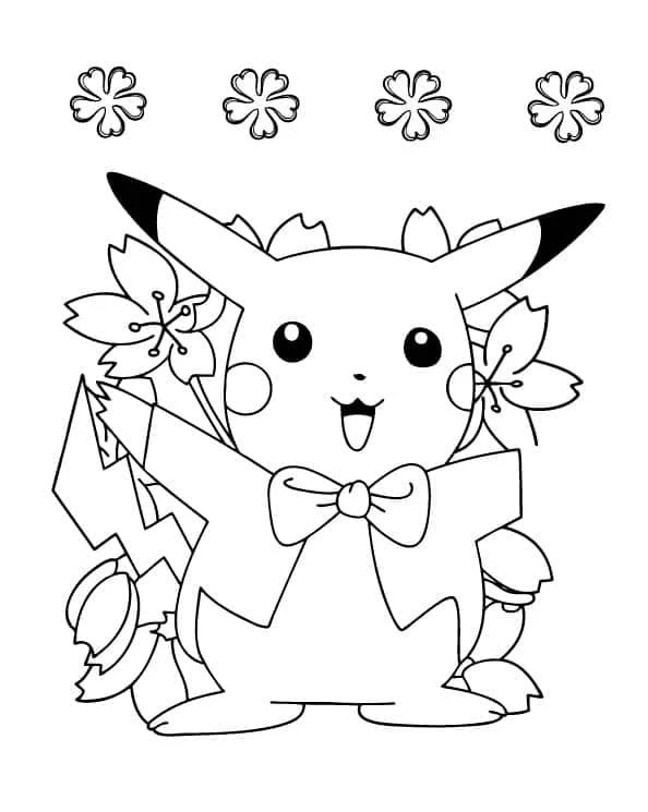 Pikachu boyama sayfası – basit çizim, kolay boyama