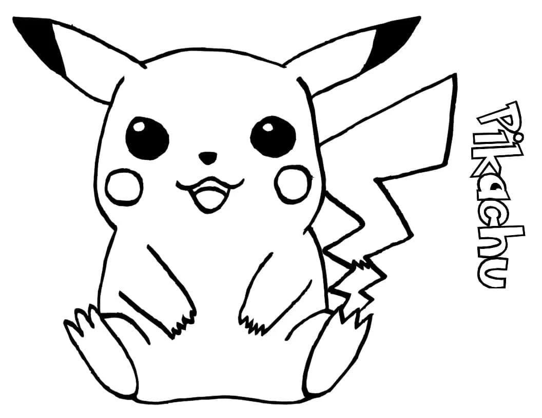 Pikachu boyama sayfası – çizgi film temalı, basit çizim