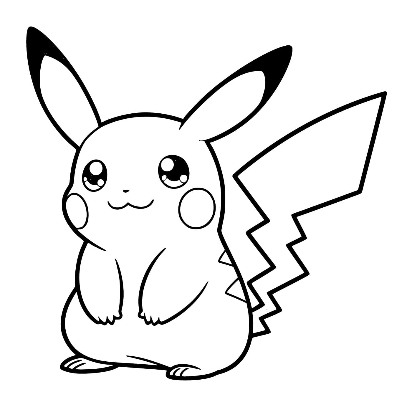 Pikachu boyama sayfası – çocuk aktivitesi, PDF indir
