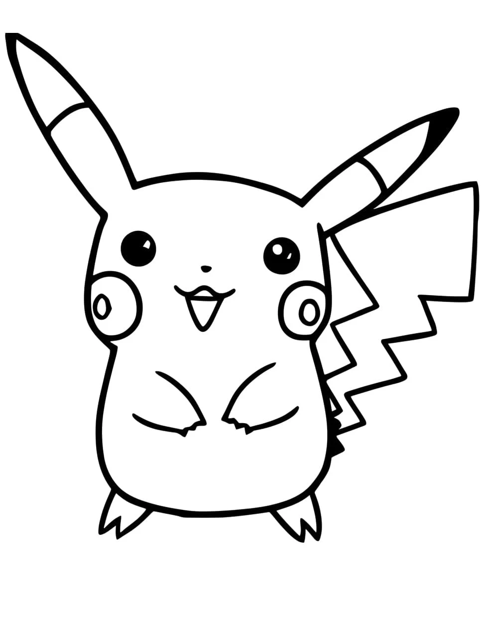 Pikachu boyama sayfası – çizgi film temalı, basit çizim