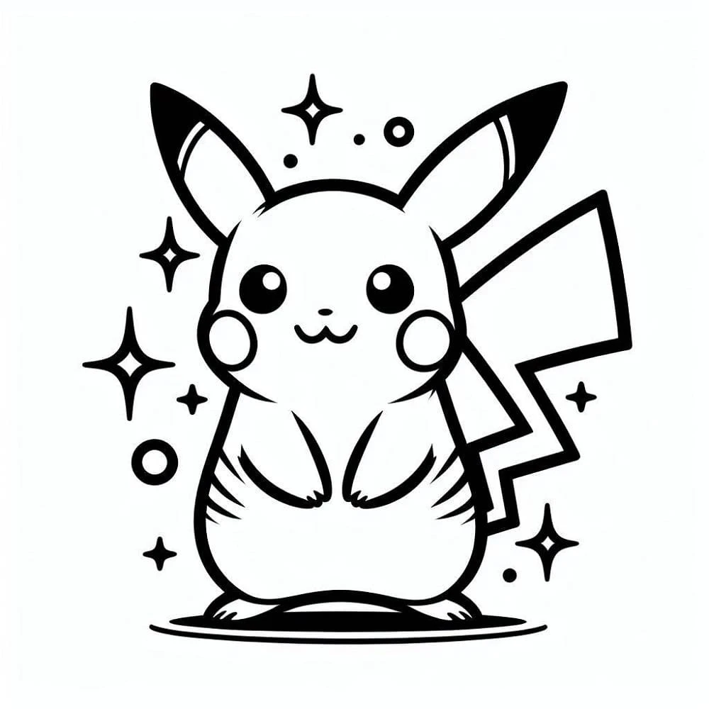 Pikachu boyama sayfası – kolay boyama, eğitici aktivite