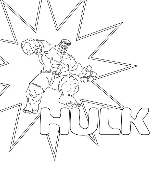 Hulk boyama sayfası – basit çizim, kolay boyama