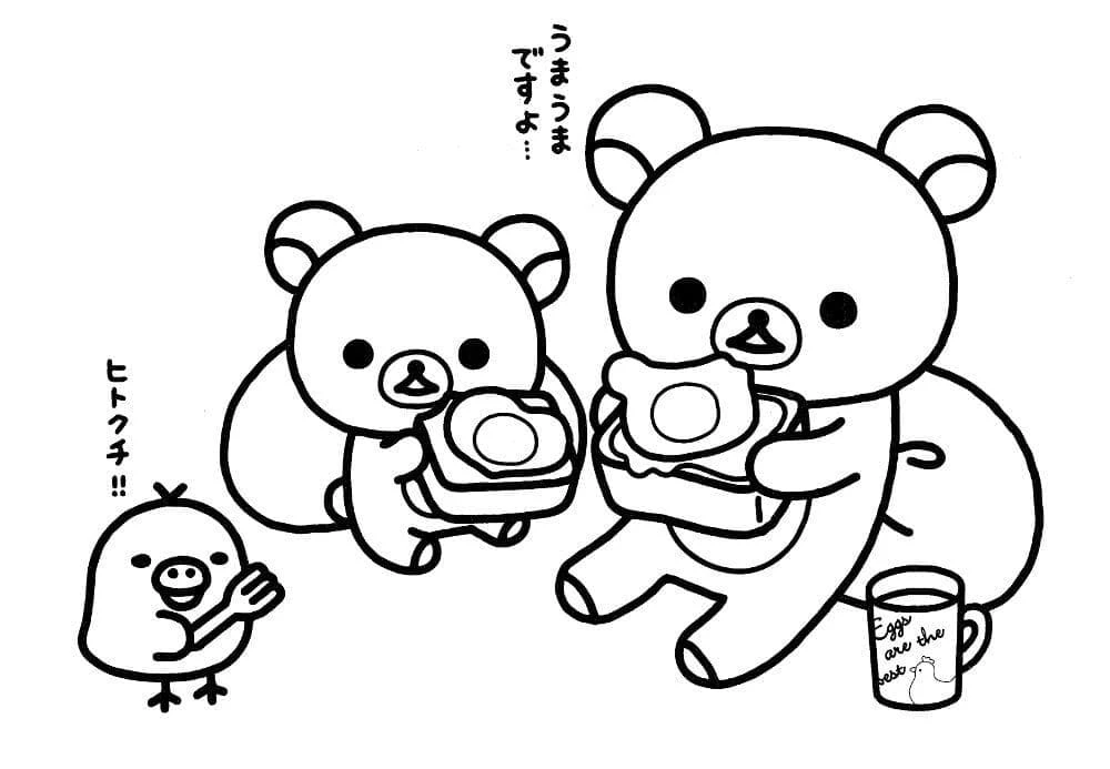 Rilakkuma boyama sayfası – okul öncesi, evde etkinlik