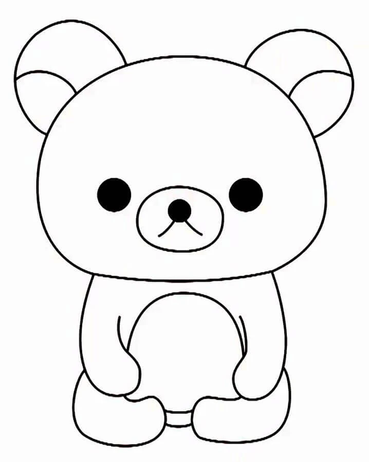 Rilakkuma boyama sayfası – çizgi film temalı, basit çizim