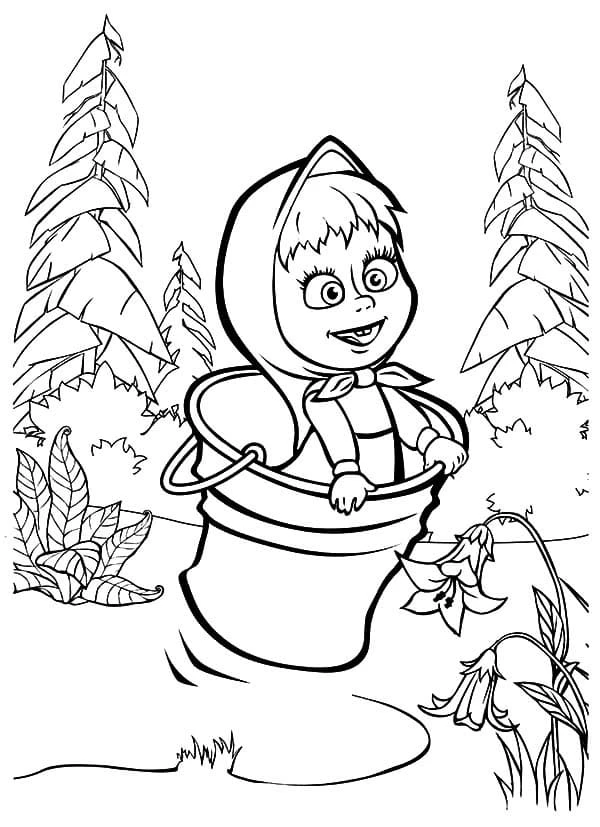 Maşa ile Koca Ayı boyama sayfası – çocuklar için, çizgi film temalı
