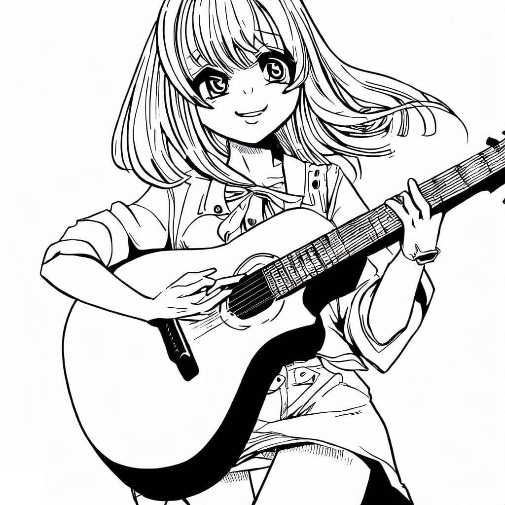 Anime Kızı boyama sayfası – eğitici aktivite, yaratıcılık