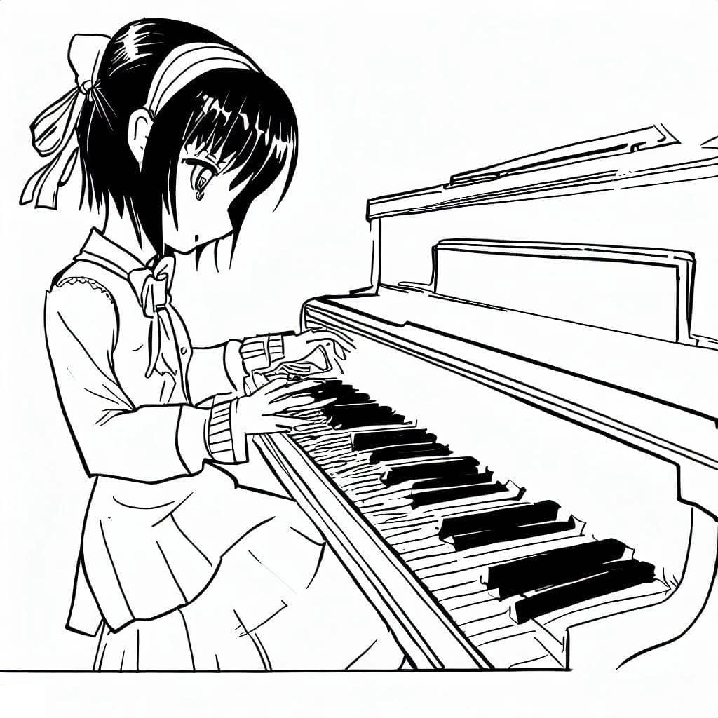 Anime Kızı boyama sayfası – keyifli zaman, renkli çizimler