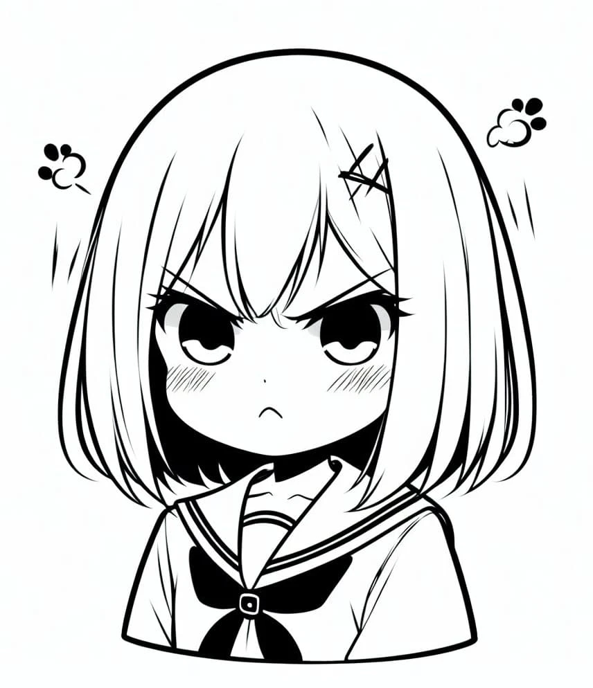 Anime Kızı boyama sayfası – eğitici aktivite, yaratıcılık