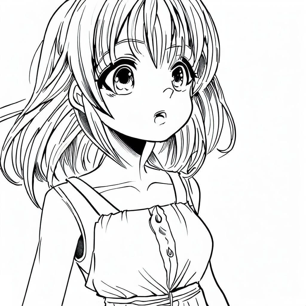 Anime Kızı boyama sayfası – yaratıcılığı geliştirir, keyifli zaman