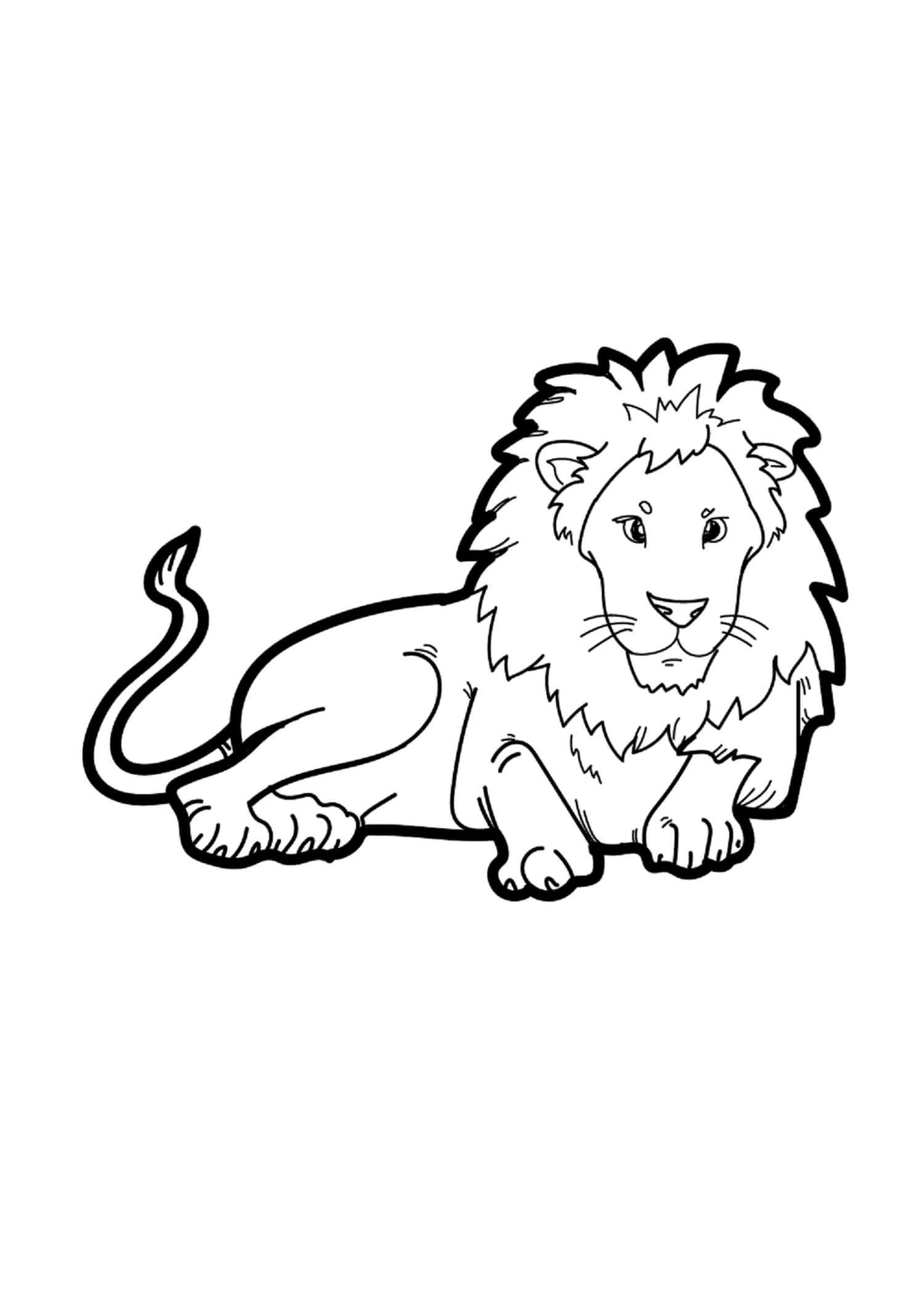 Aslan boyama sayfası – çocuk aktivitesi, PDF indir